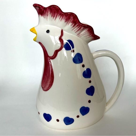 Vintage Hen Ceramic Hand Painted Pitcher FWC Made In Thailand - Picture 1 of 15